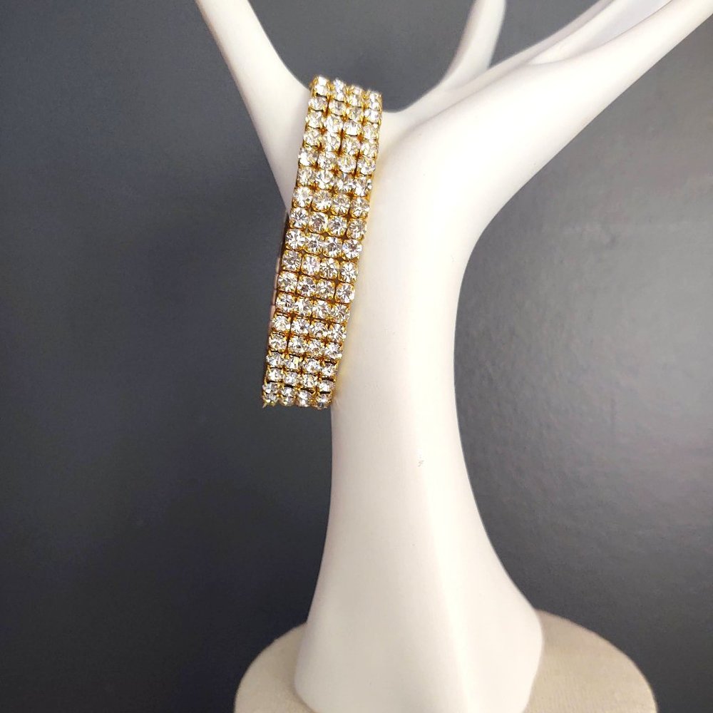 Gold and cz stretch bracelet - Picture 5 of 5